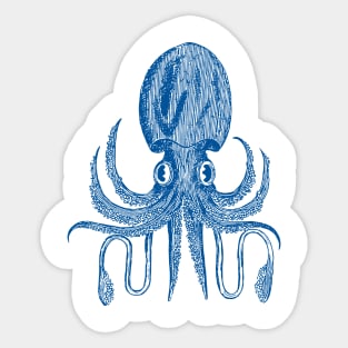 Playful Octopus Art Block Print in Blue Sticker